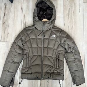 The North Face Khaki Quilted Jacket puffer down hooded size XS